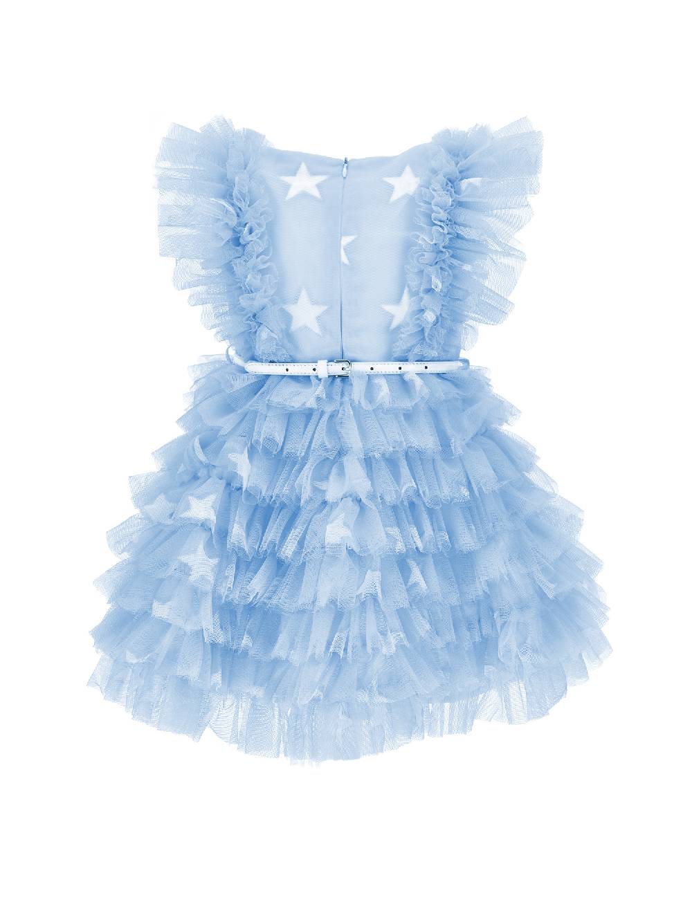 Monnalisa Abito tulle stampato con ruches Spedizione Gratuita