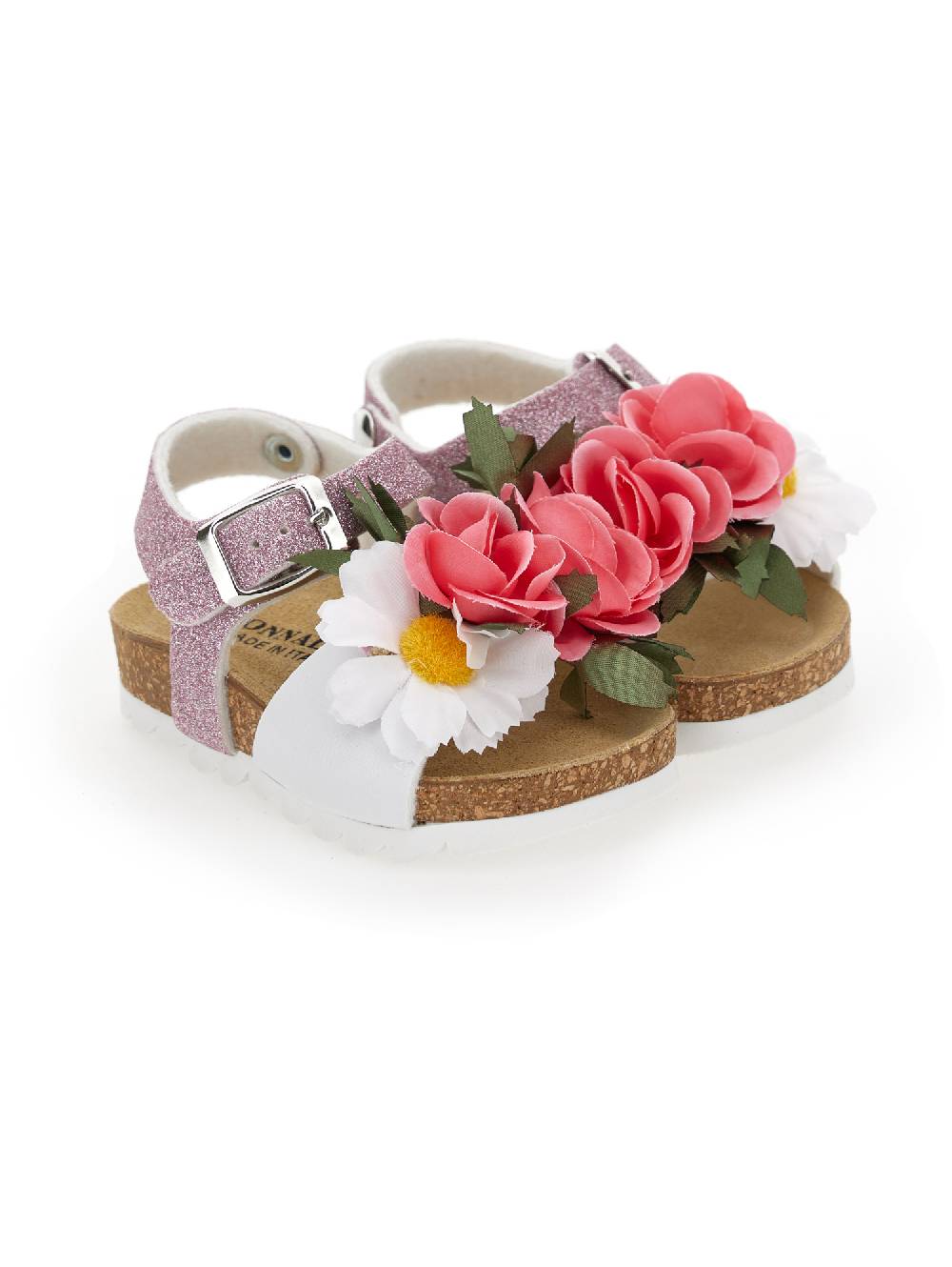 Monnalisa Sandali glitter con fiori Presa