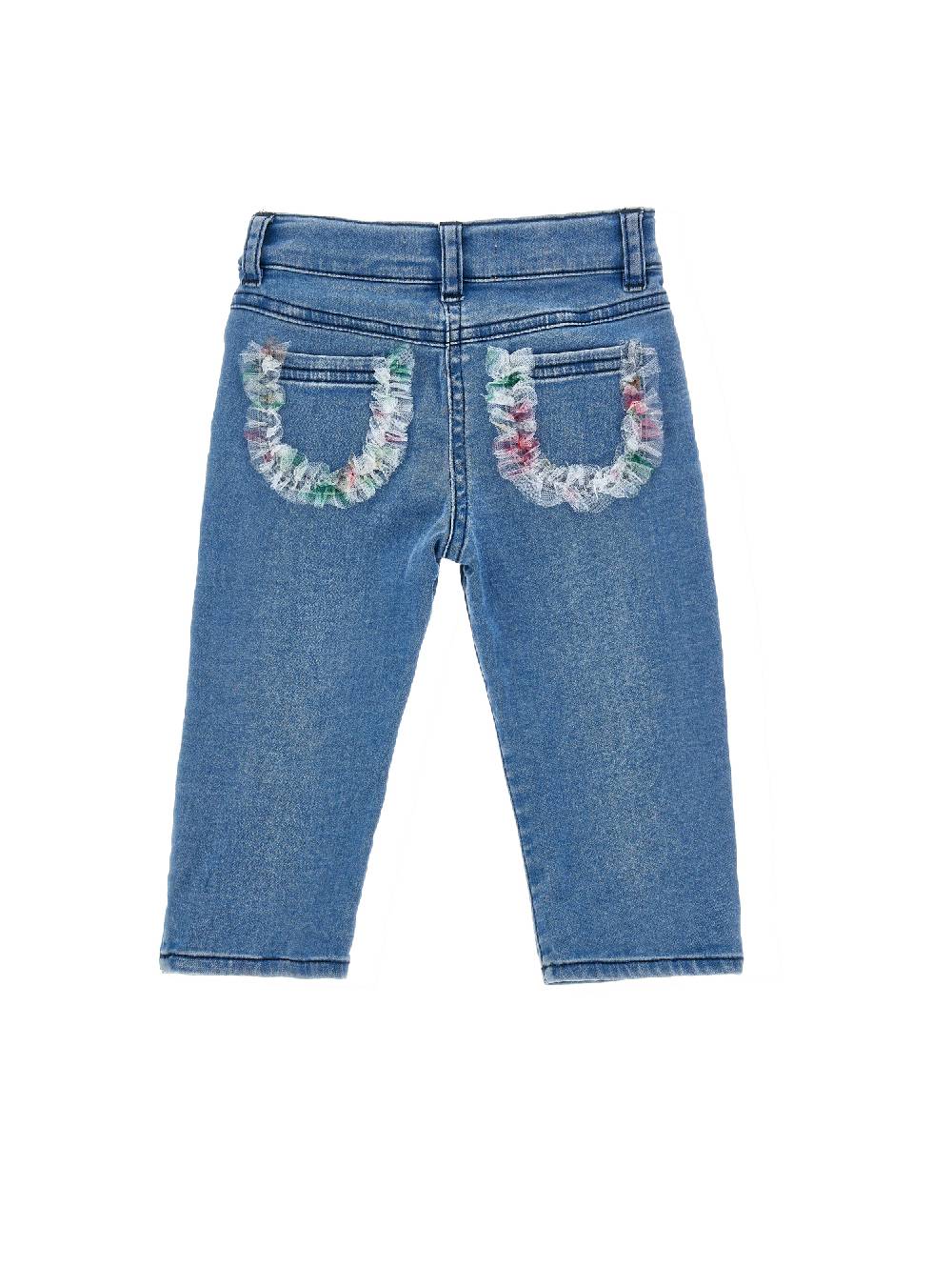 Monnalisa Pantaloni denim ricamato con galette Negozio
