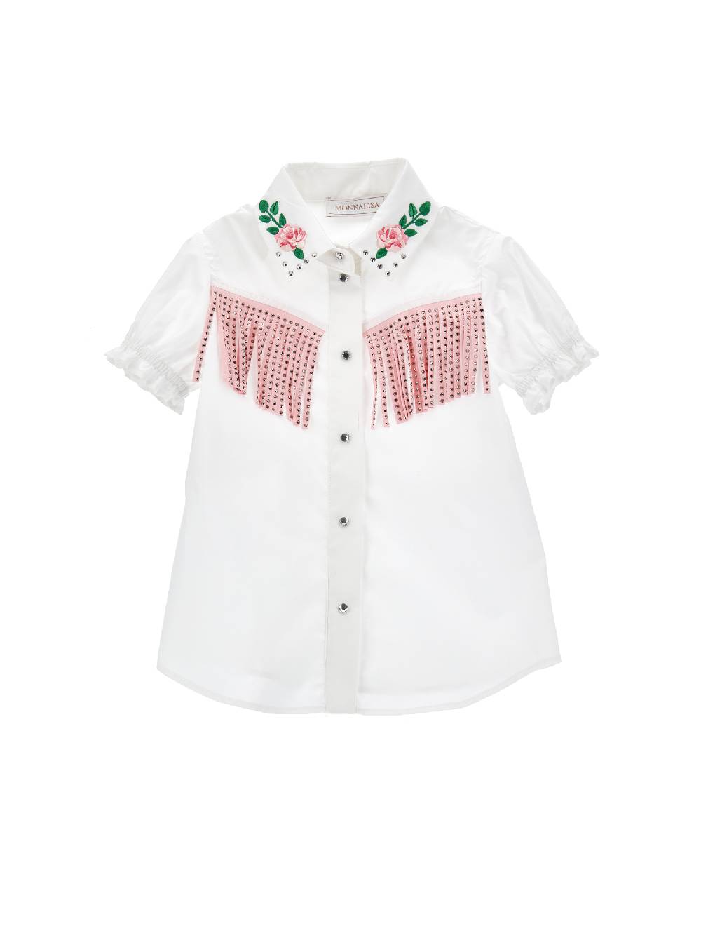 Monnalisa Camicia con ricami e frange