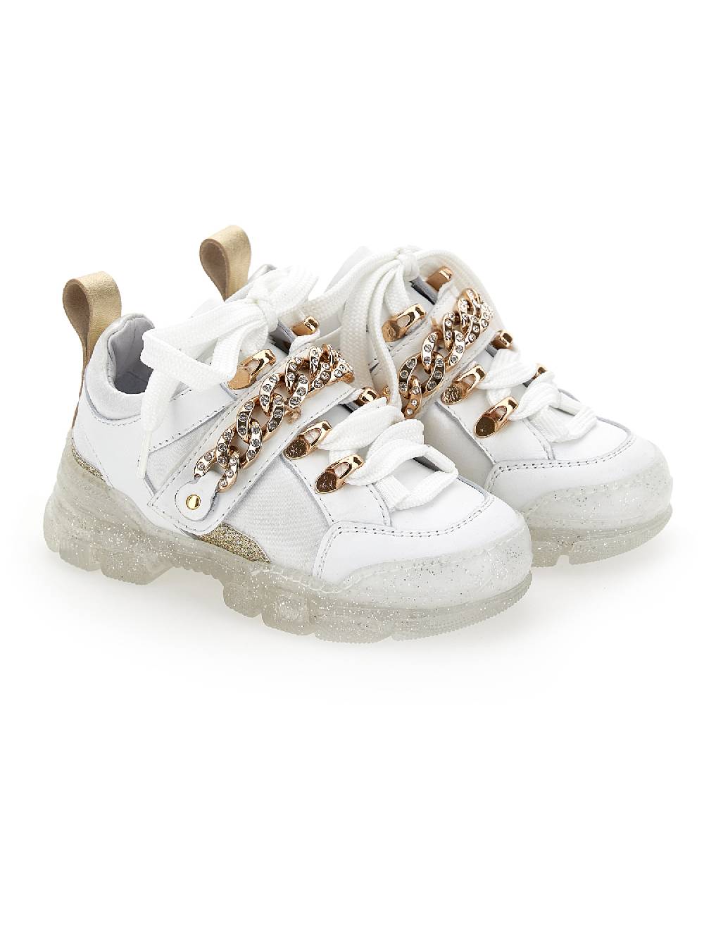 Monnalisa Chunky raso pelle con catena strass Negozio