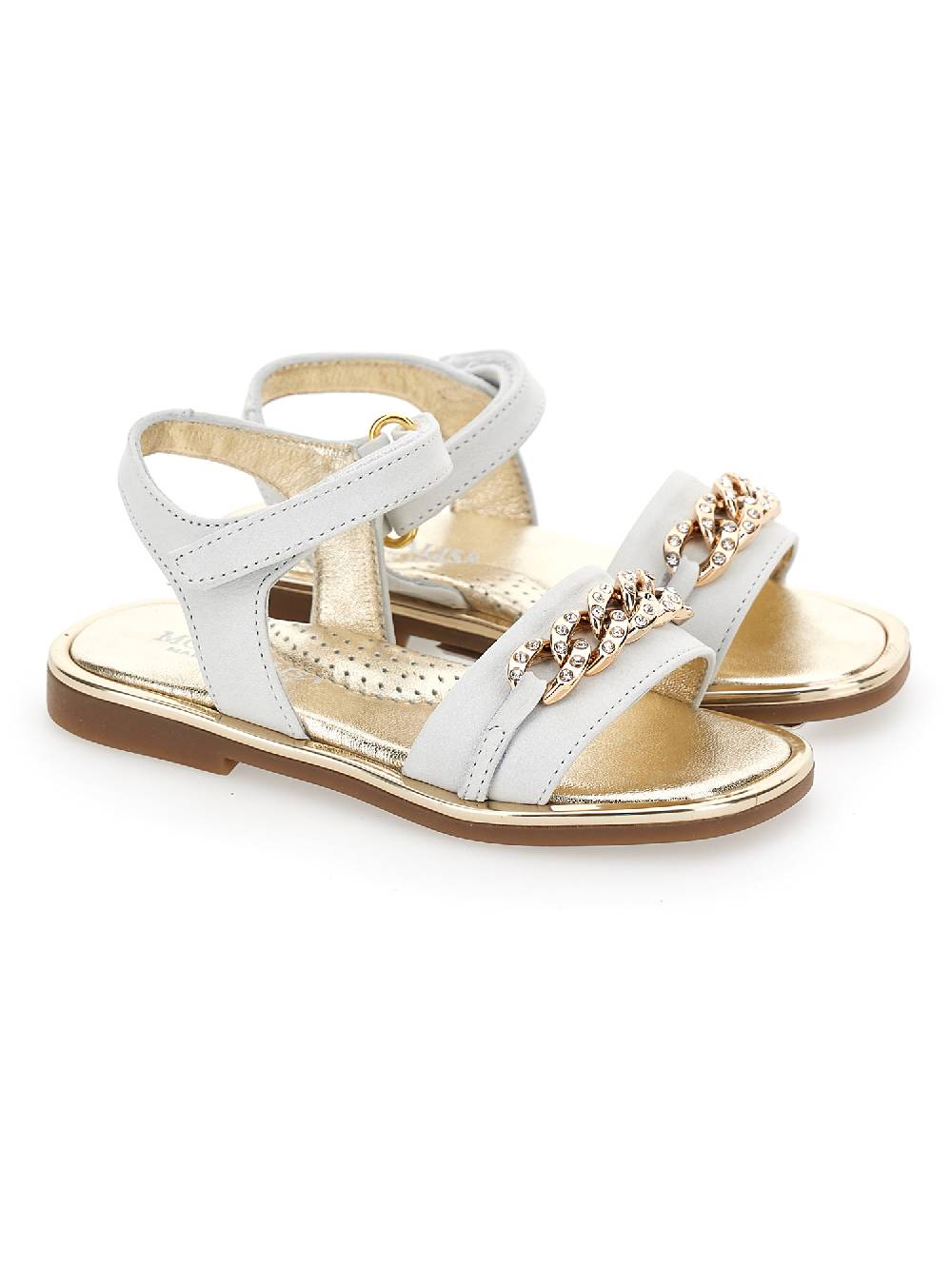 Monnalisa Sandali nappa con catena strass In Saldo