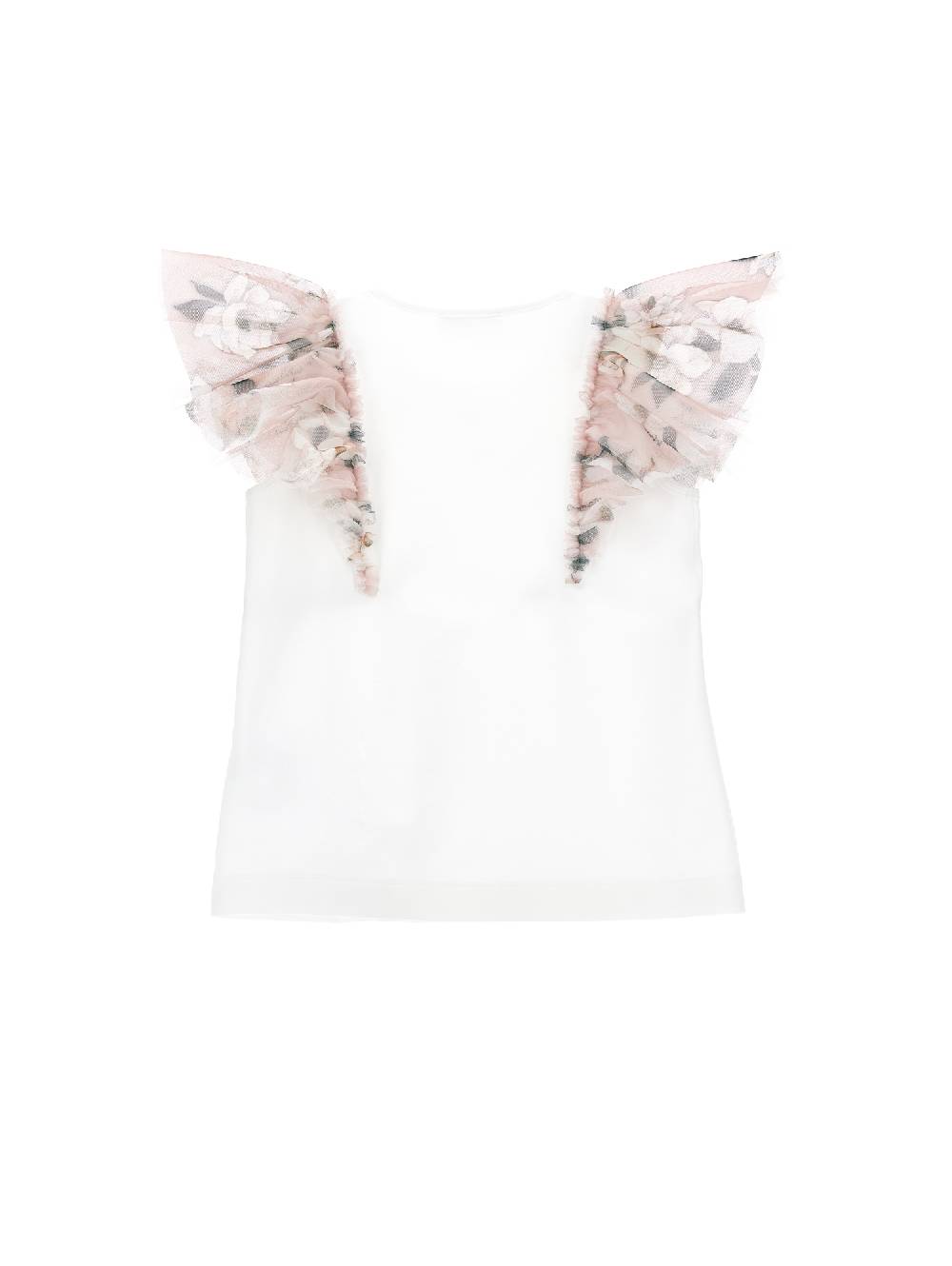 Monnalisa T-shirt jersey con galette a fiori Negozio