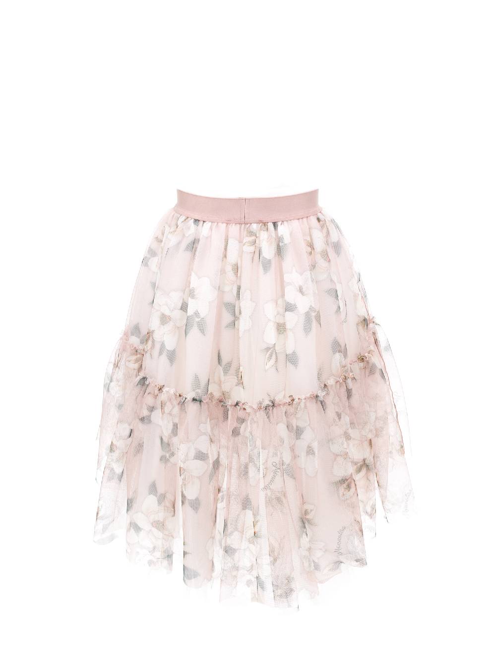 Monnalisa Gonna tulle stampa magnolia In Saldo