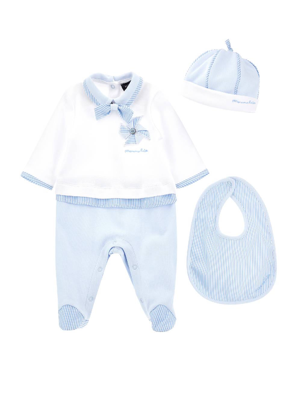 Monnalisa Completo neonato, tre pezzi cotone Italia