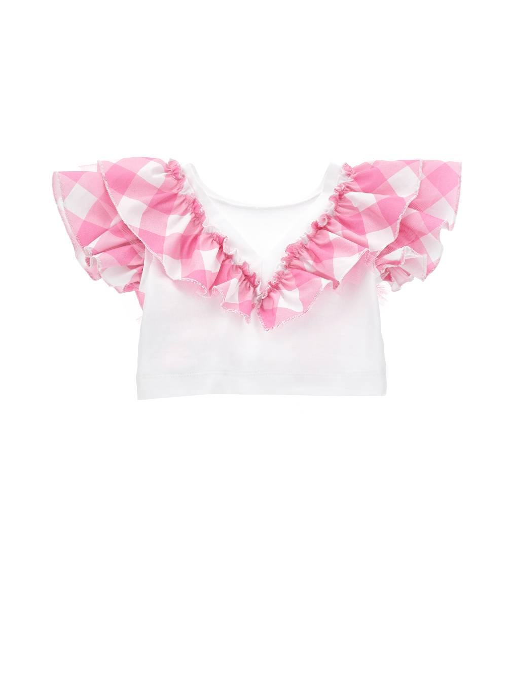 Monnalisa T-shirt con rouche vichy Ultimi due giorni
