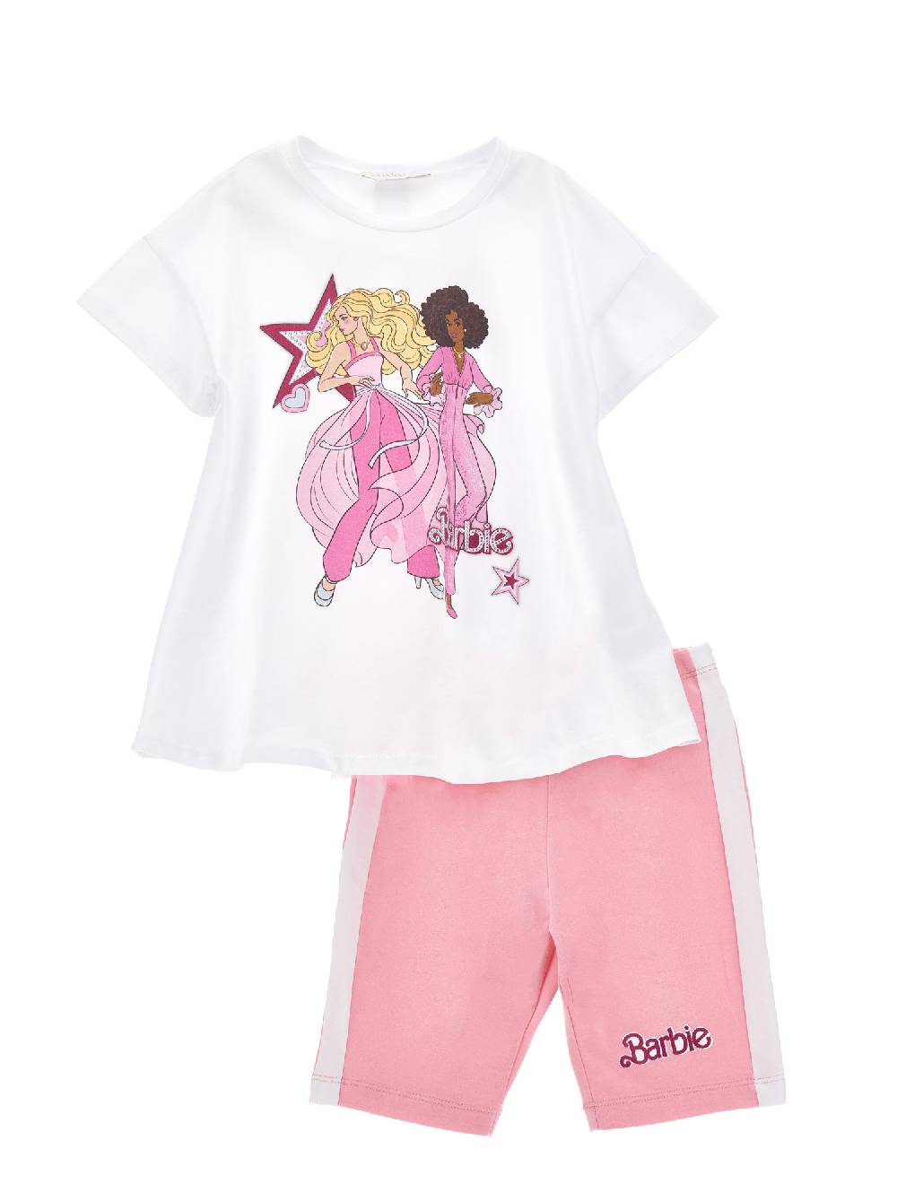 Monnalisa Set maxi t-shirt e pantaloni ciclisti Barbie Moda