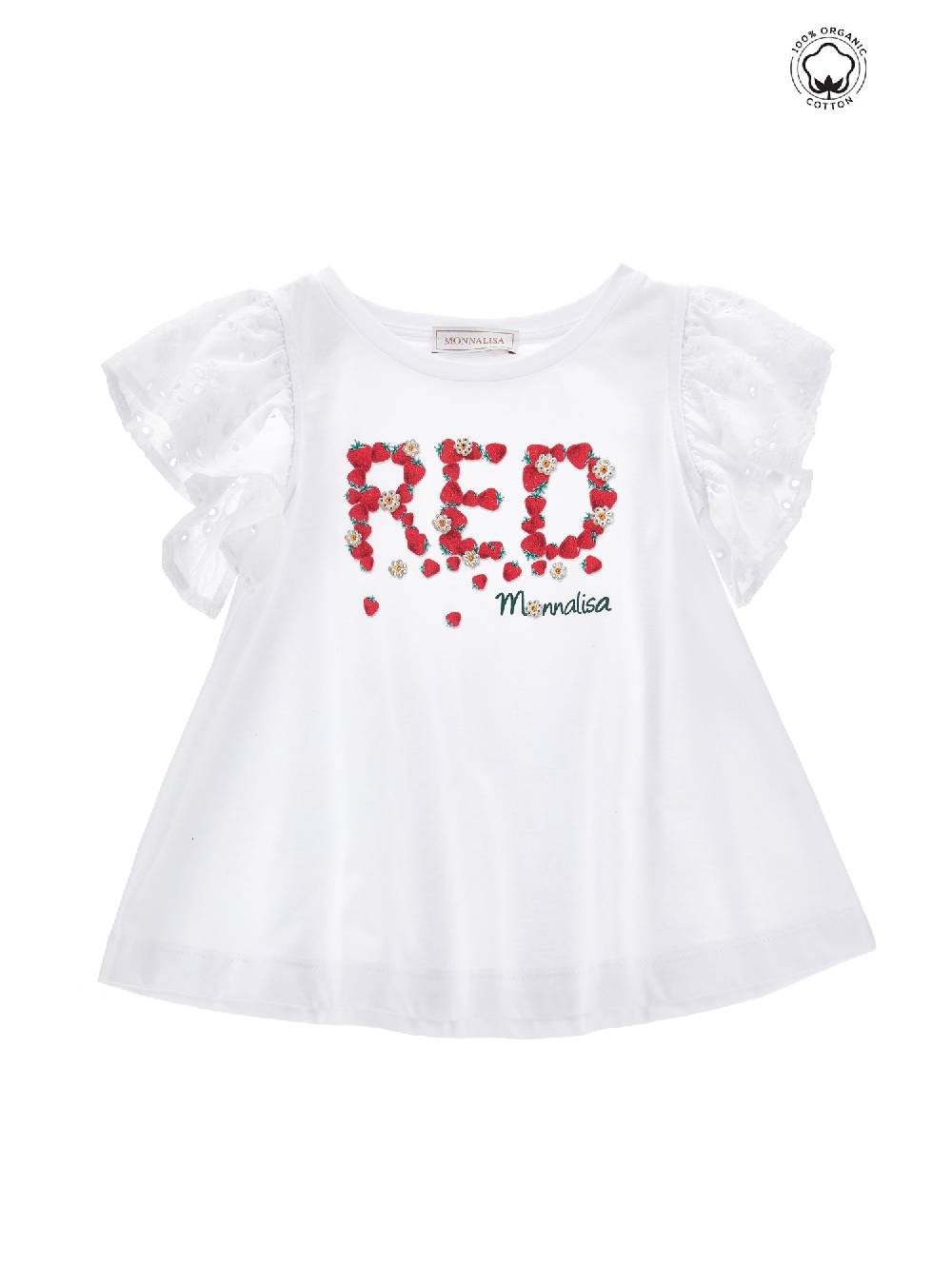 Monnalisa T-shirt cotone organico sangallo Ultimi due giorni