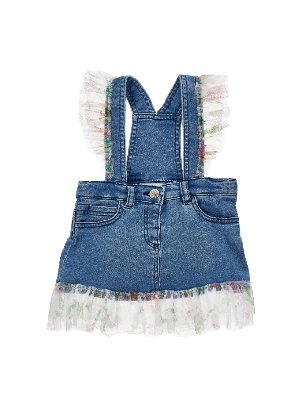 Monnalisa Salopette denim con ruches Presa