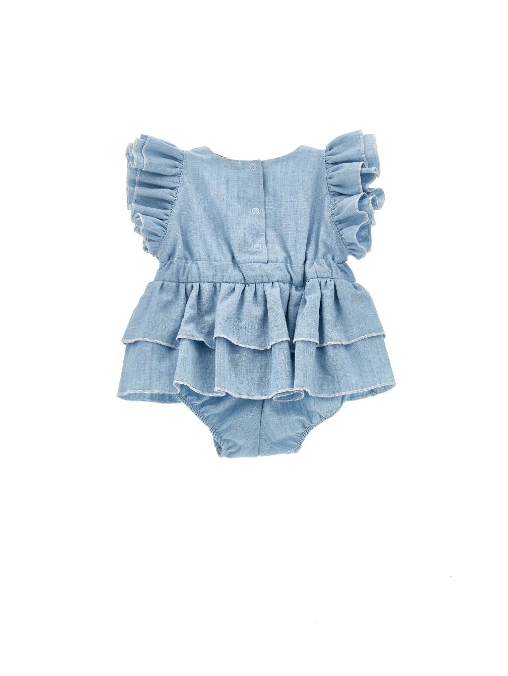 Monnalisa Pagliaccetto chambray con galette Offerta per la Festa della Mamma