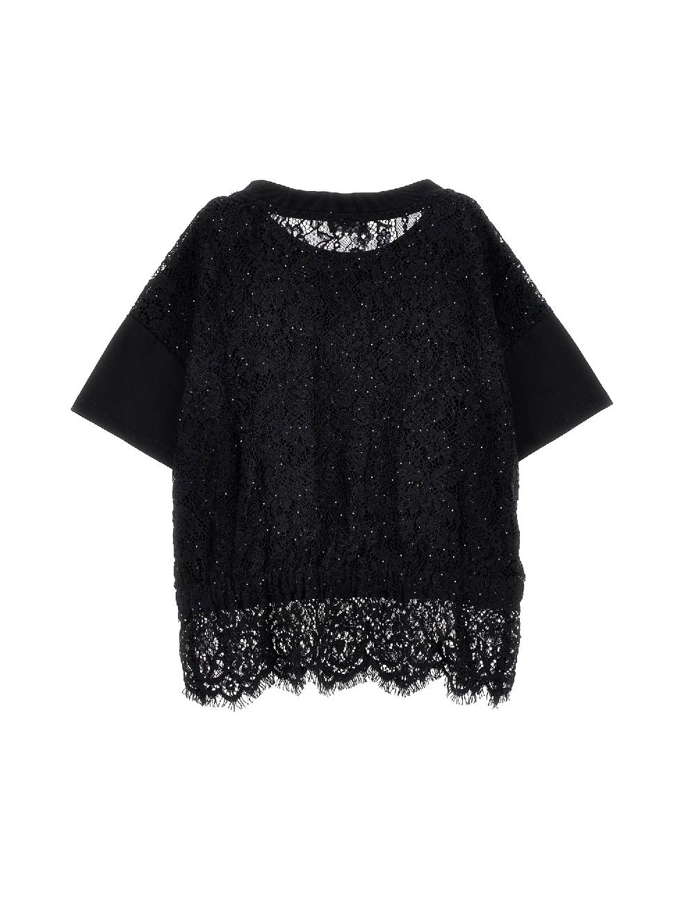 Monnalisa T-shirt cropped con pizzo Fino Al -60%