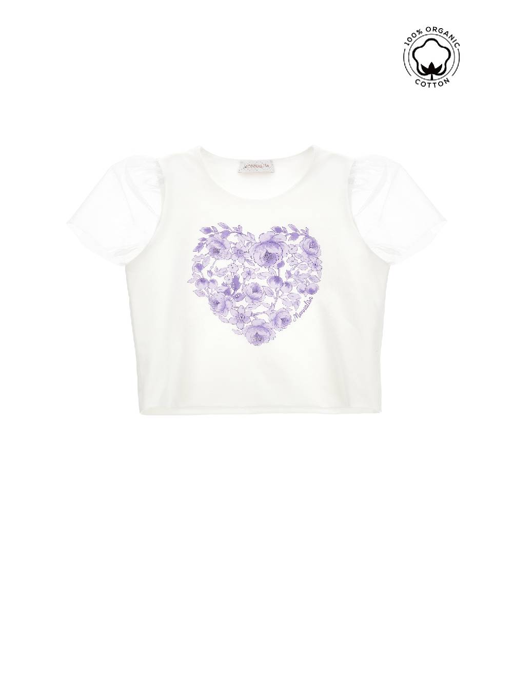 Monnalisa T-shirt cotone organico tulle Vendita calda