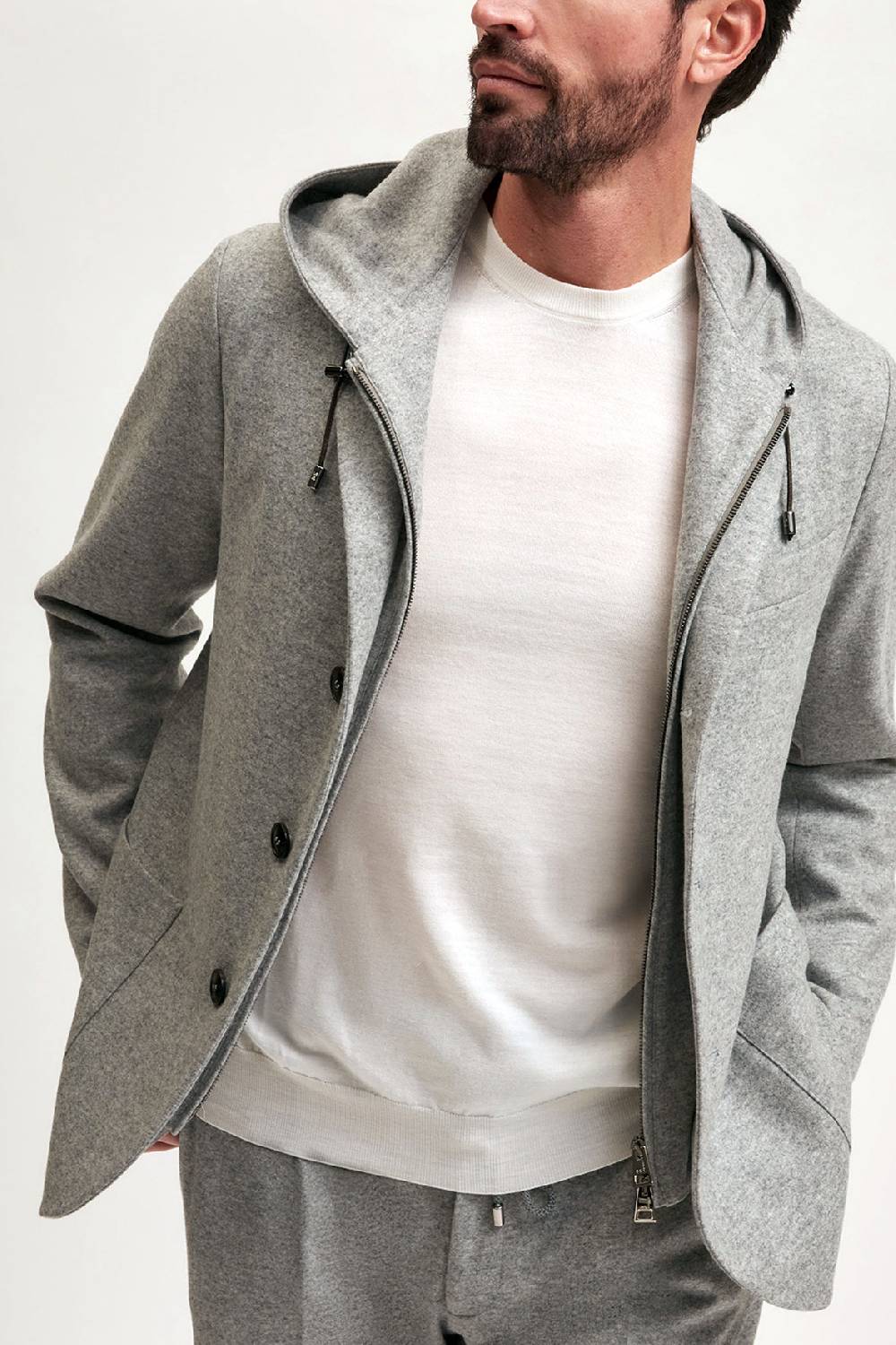 Manzoni 24 Giacca jersey in lana con davantino staccabile Hotsell