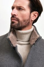 Manzoni 24 Cappotto in lana con collo in montone curly Saldi Di Fabbrica