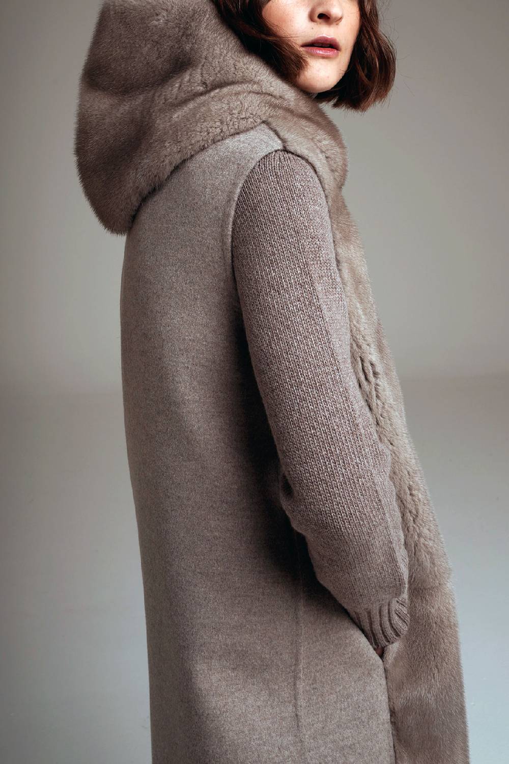 Manzoni 24 Gilet visone con tessuto cashmere Loro Piana Promozione Limitata