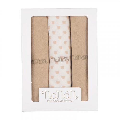 Nanán Set 3 pz mussola beige 80x80 cm Sottocosto