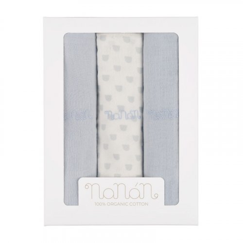 Nanán Set 3 pz mussola azzurro 80x80 cm Convenienza