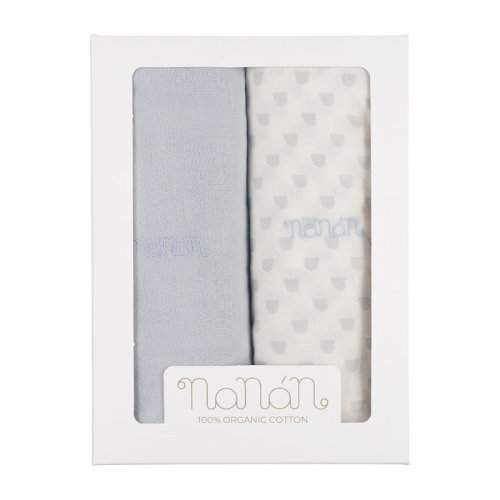 Nanán Set 2 pz mussola azzurro 120x120 cm Novità