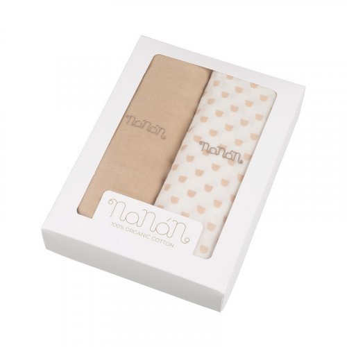 Nanán Set 2 pz mussola beige 120x120 cm Presa