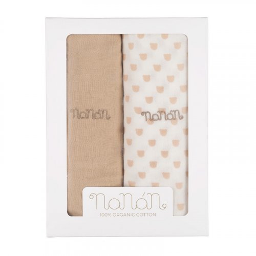 Nanán Set 2 pz mussola beige 120x120 cm Presa