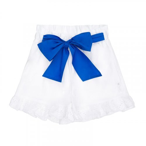 Nanán Shorts bianchi con fiocco blu Qualità