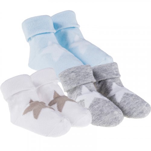 Nanán Set 3 Calzini Bianchi, Grigi e Azzurri con Stella Italy
