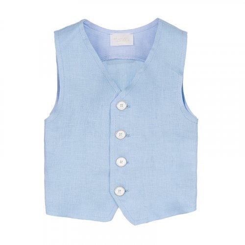 Nanán Gilet in lino azzurro