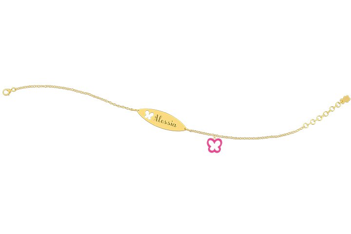 Nanán Bracciale con Targhetta - Charms farfalla rosa Offerta speciale