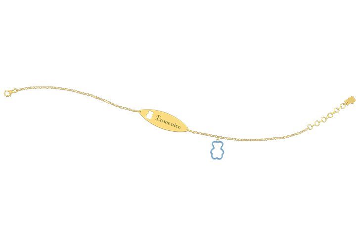 Nanán Bracciale con Targhetta - Charms orsetto azzurro Grande vendita