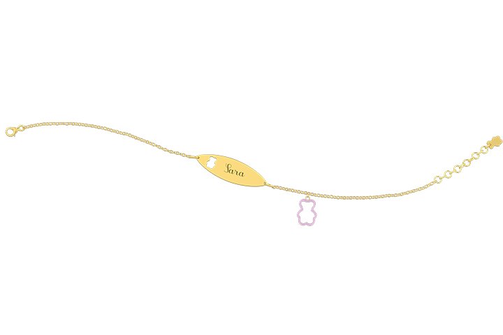 Nanán Bracciale con Targhetta - Charms orsetto rosa Flash Sale