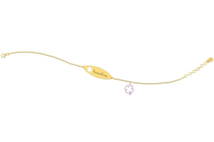 Nanán Bracciale con Targhetta - Charms quadrifoglio rosa Cyber Monday