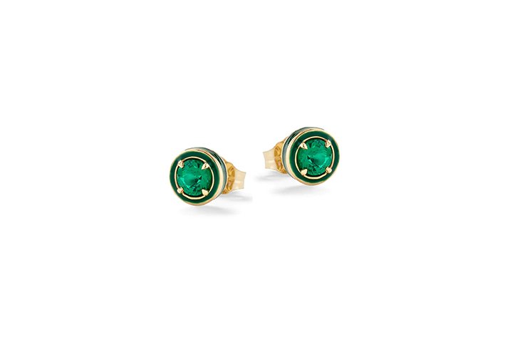 Nanán Orecchini Pietra Brillante Verde Argento Vendita calda
