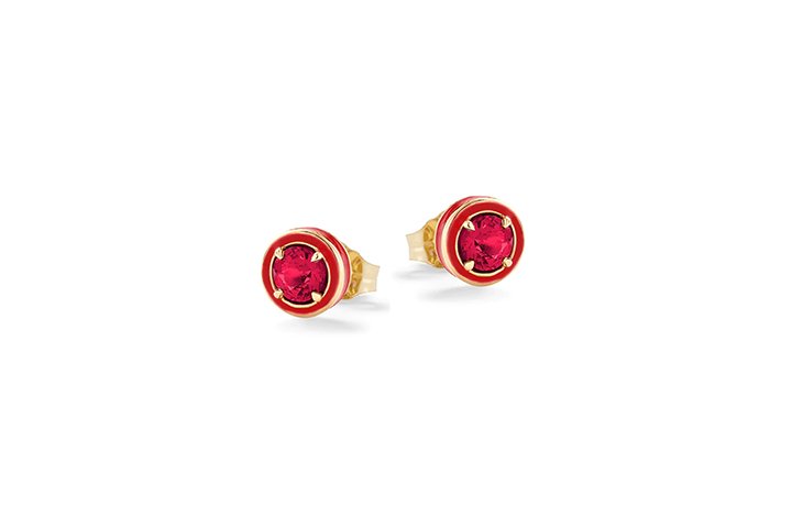 Nanán Orecchini Pietra Brillante Rossa Argento Latest fashion