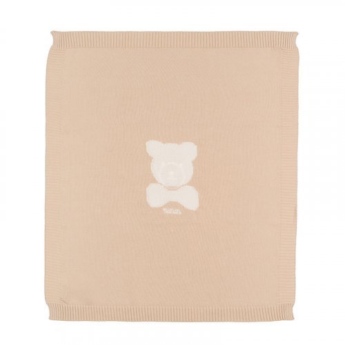 Nanán Coperta in filo beige con orso Ritorno libero
