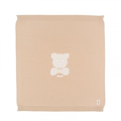 Nanán Coperta in filo beige con orso Ritorno libero