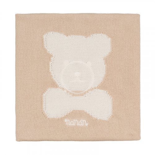 Nanán Coperta in filo beige con orso Ritorno libero
