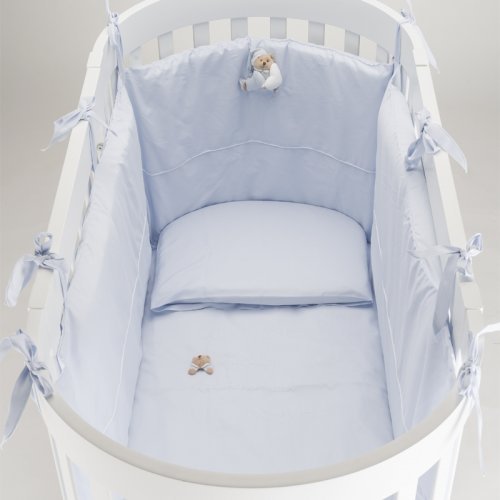 Nanán Set Piumone e Paracolpi 4pz per Lettino Ovale -Puccio Azzurro Spedizione Gratuita