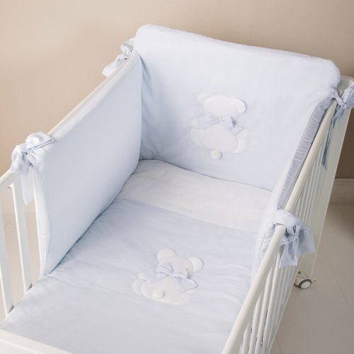 Nanán Set Piumone e Paracolpi 4pz Fiocco Azzurro Soddisfazione Garantita