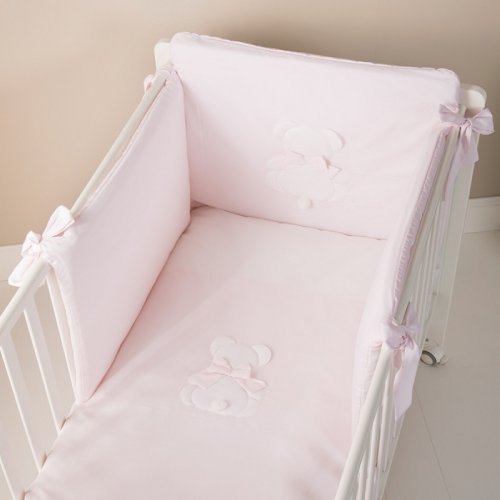 Nanán Set Piumone e Paracolpi 4pz Fiocco Rosa Qualità Garantita