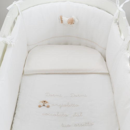 Nanán Set Piumone e Paracolpi 4pz per Lettino Ovale Bianco Affare Del Giorno