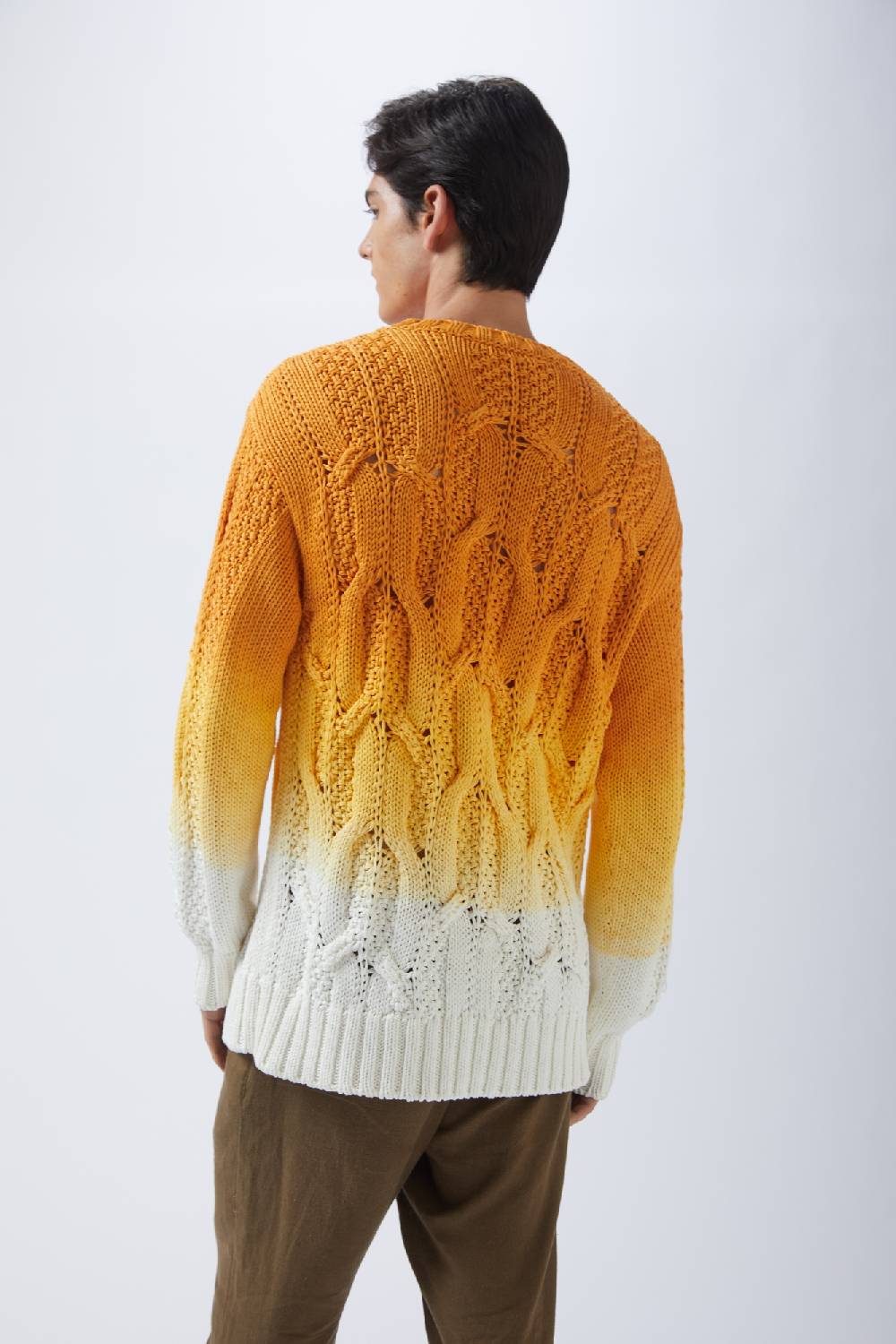 ﻿Kangra Cashmere Maglia In Cotone Con Trecce Tintura Sfumata Affare Del Giorno