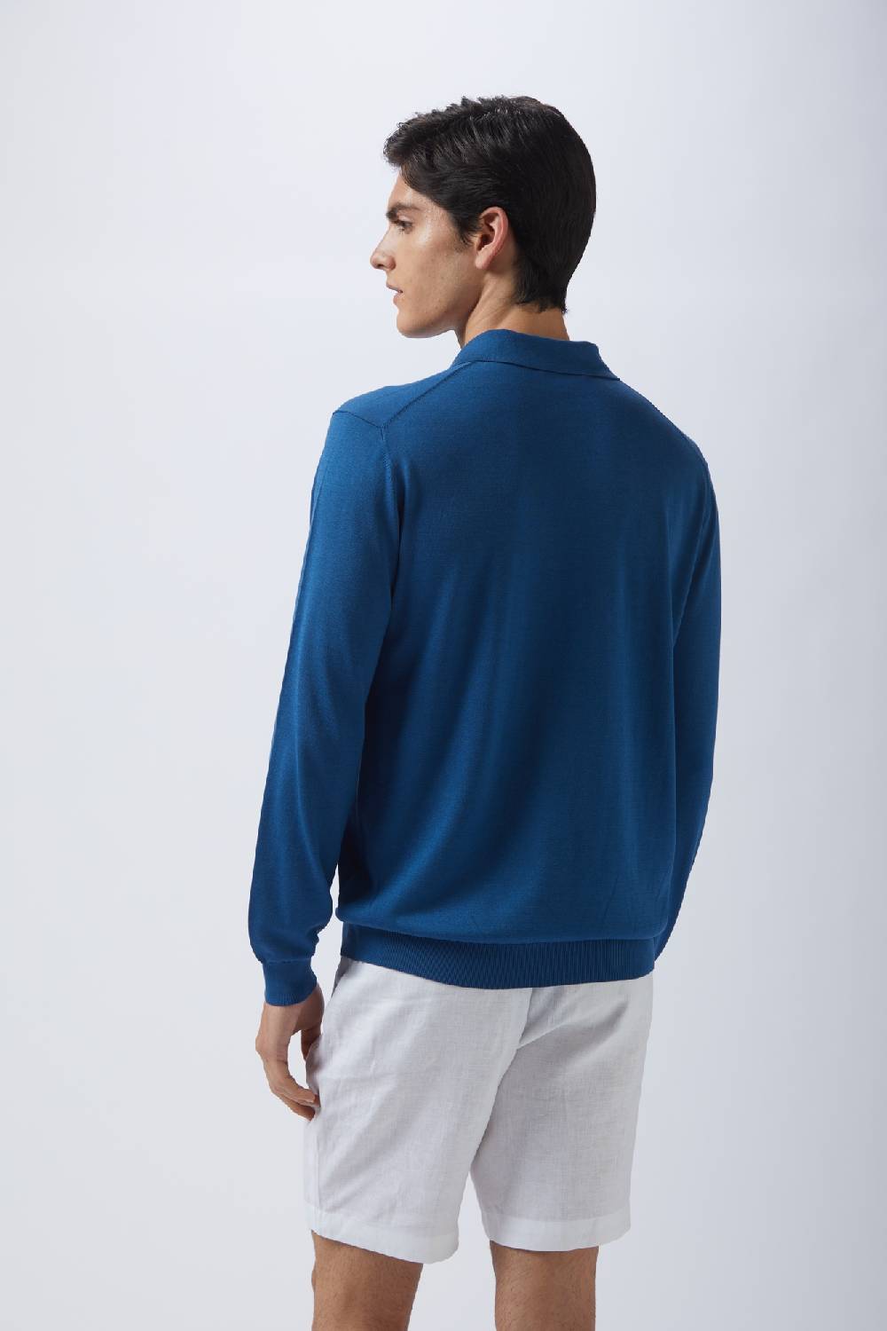 Kangra Cashmere Polo Manica Lunga Rasata In Seta e Cotone Sottocosto