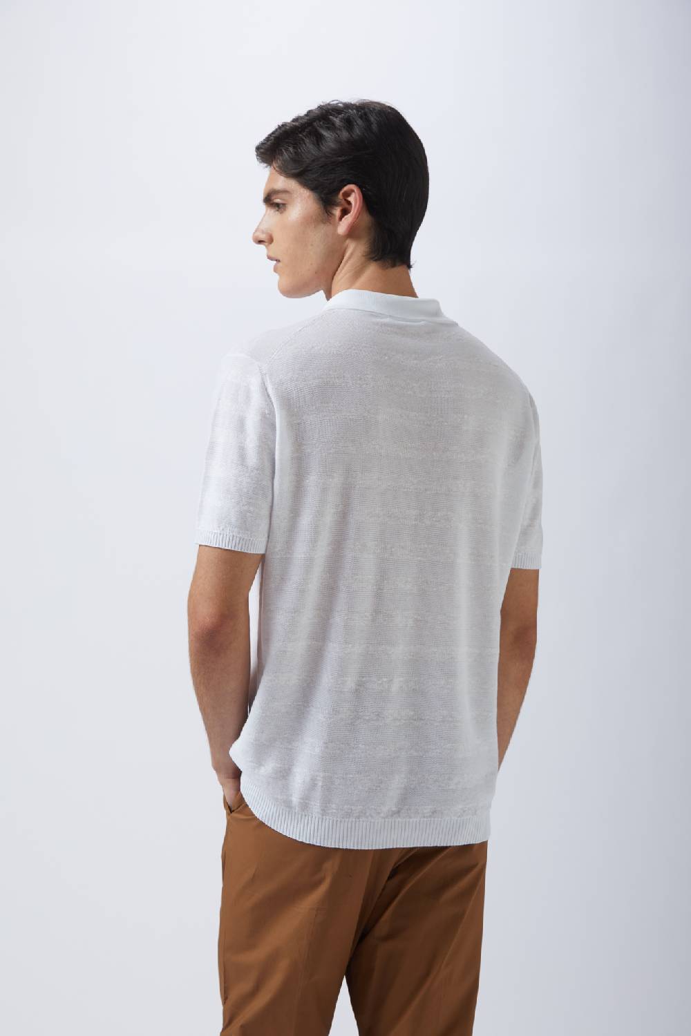 Kangra Cashmere Polo Mezza Manica Rigata in Cotone e Lino In Vendita
