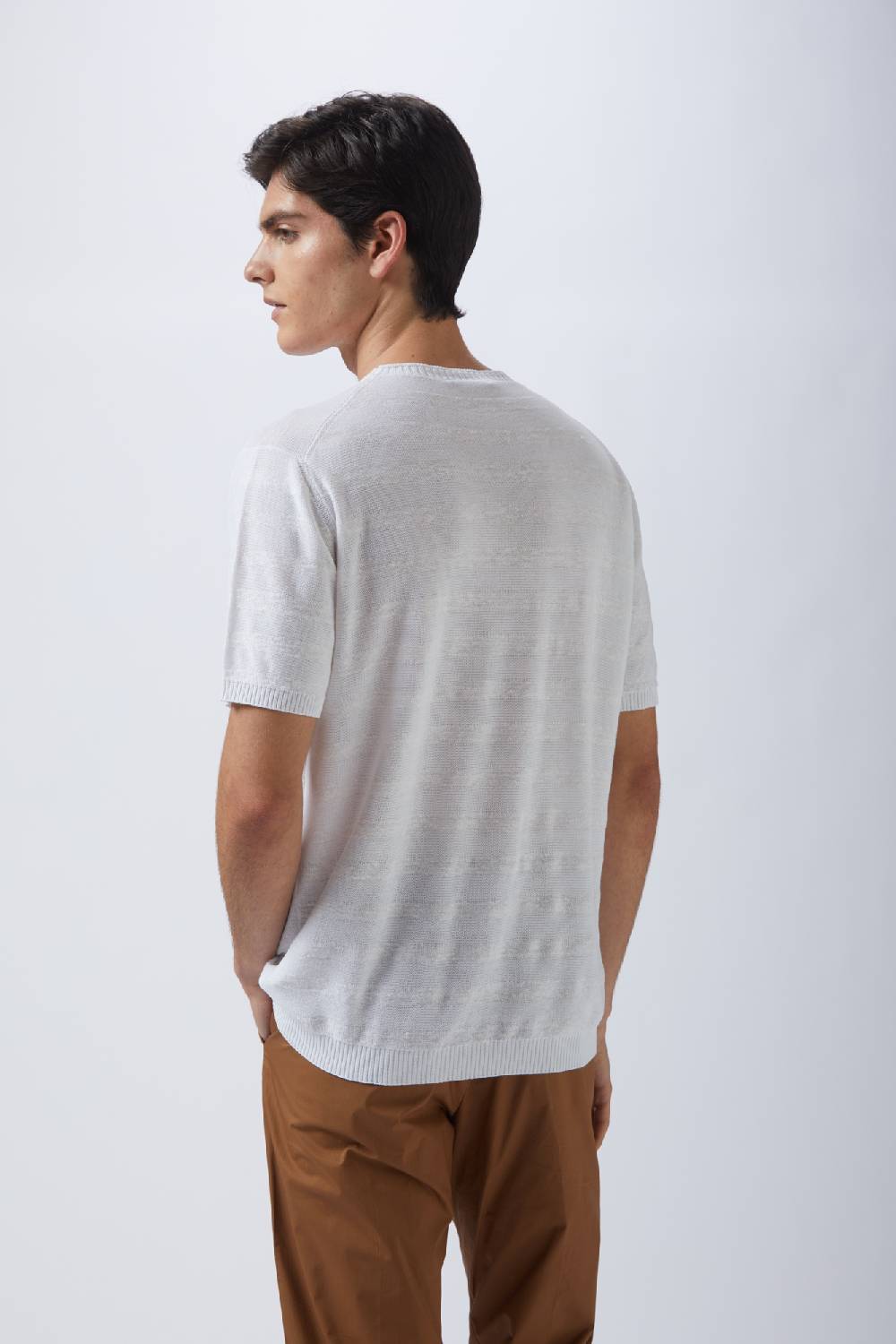 Kangra Cashmere Girocollo Mezza Manica Rigato in Cotone e Lino Saldi