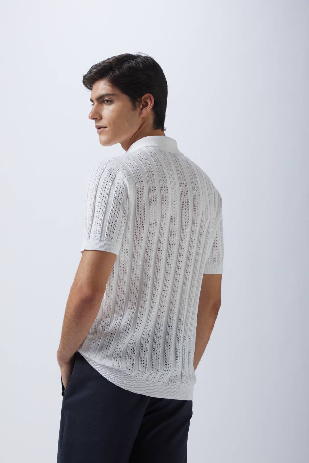 Kangra Cashmere Polo Mezza Manica Coste Punzonate Italy
