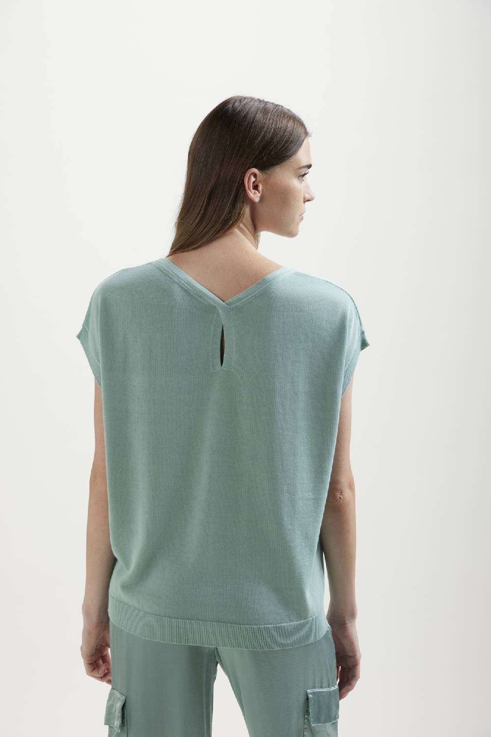 Kangra Cashmere Over Smanicato In Cotone Con Goccia Nella Schiena Soddisfazione Garantita