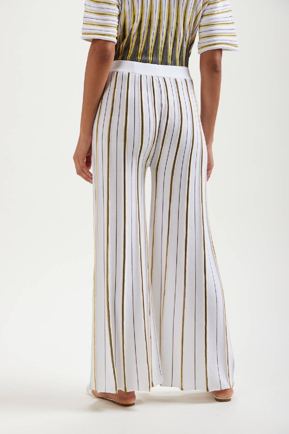 Kangra Cashmere Pantalone Palazzo Jacquard In Cotone e Lurex Shopping Online