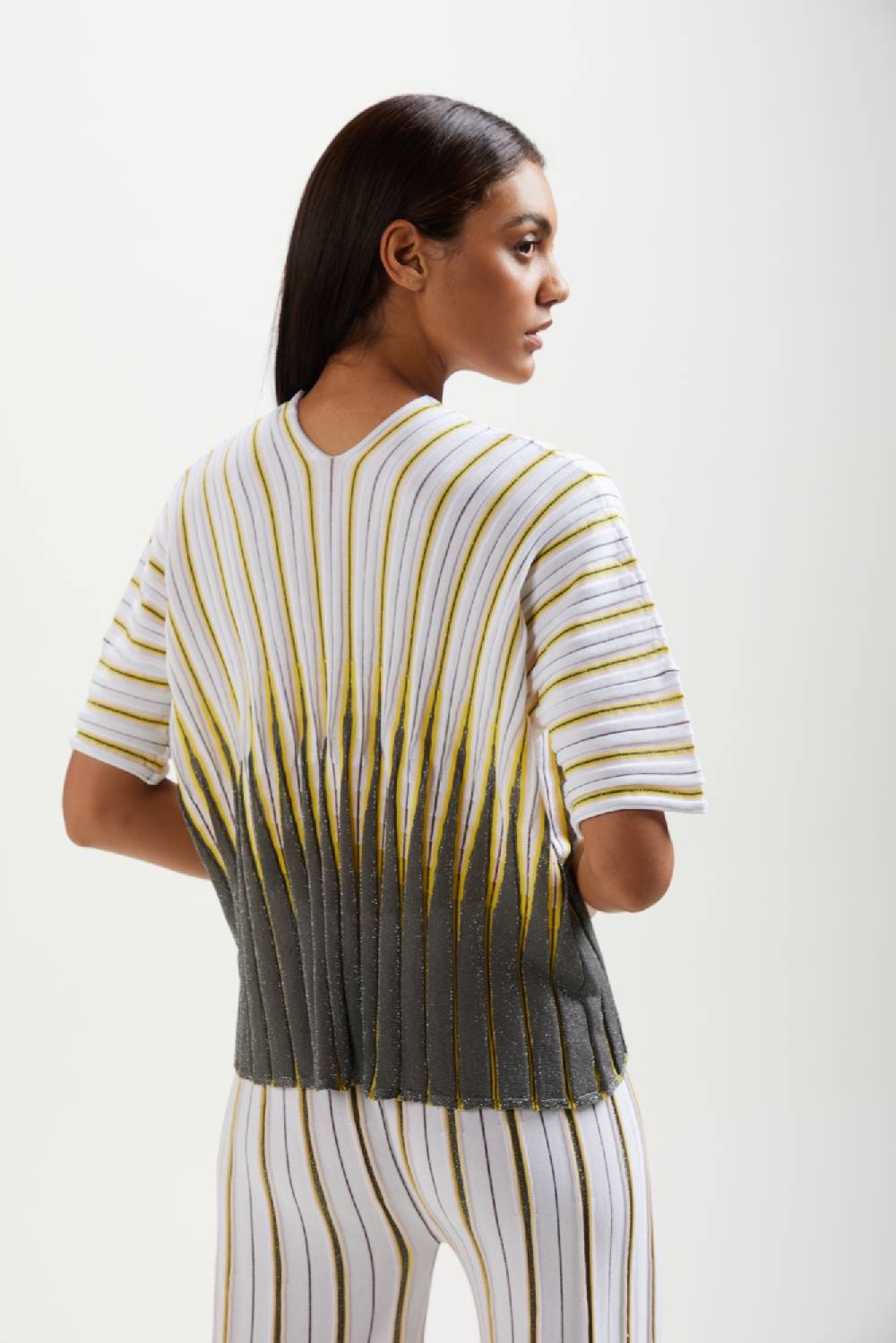 Kangra Cashmere Maglia "Scollo V" Jacquard In Cotone-Lurex Prezzo Ridotto