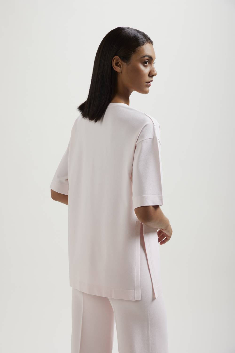 Kangra Cashmere Maglia Girocollo Over Rasata Con Spacchi Convenienza