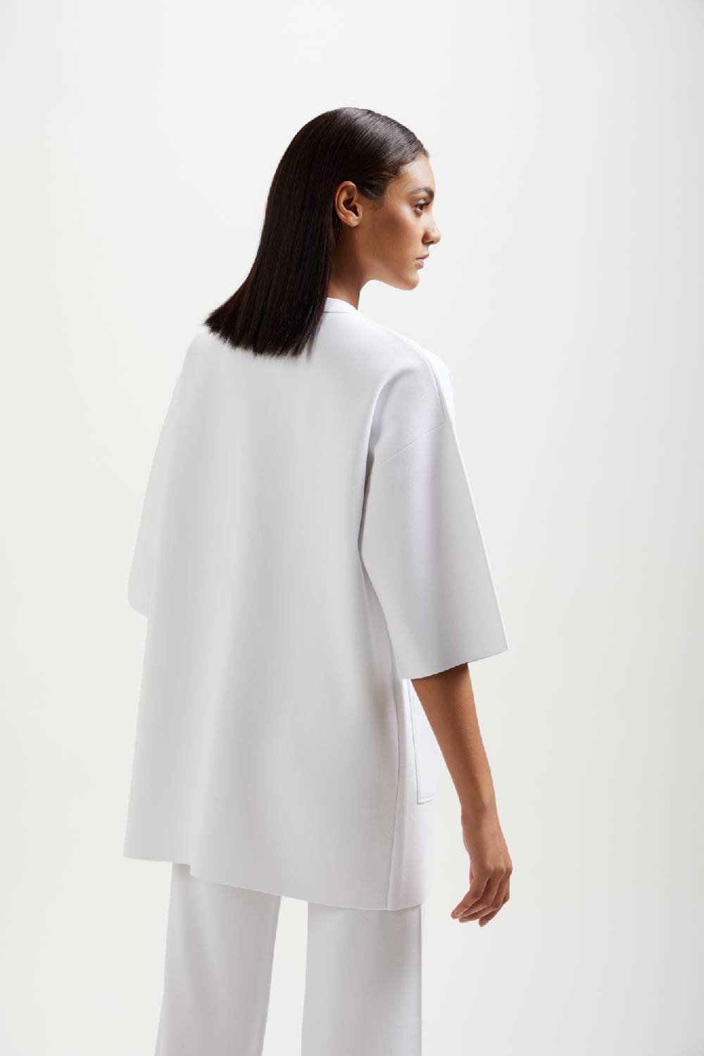 Kangra Cashmere Spolverino Over Punto Milano Con Impuntura A Contrasto Presa